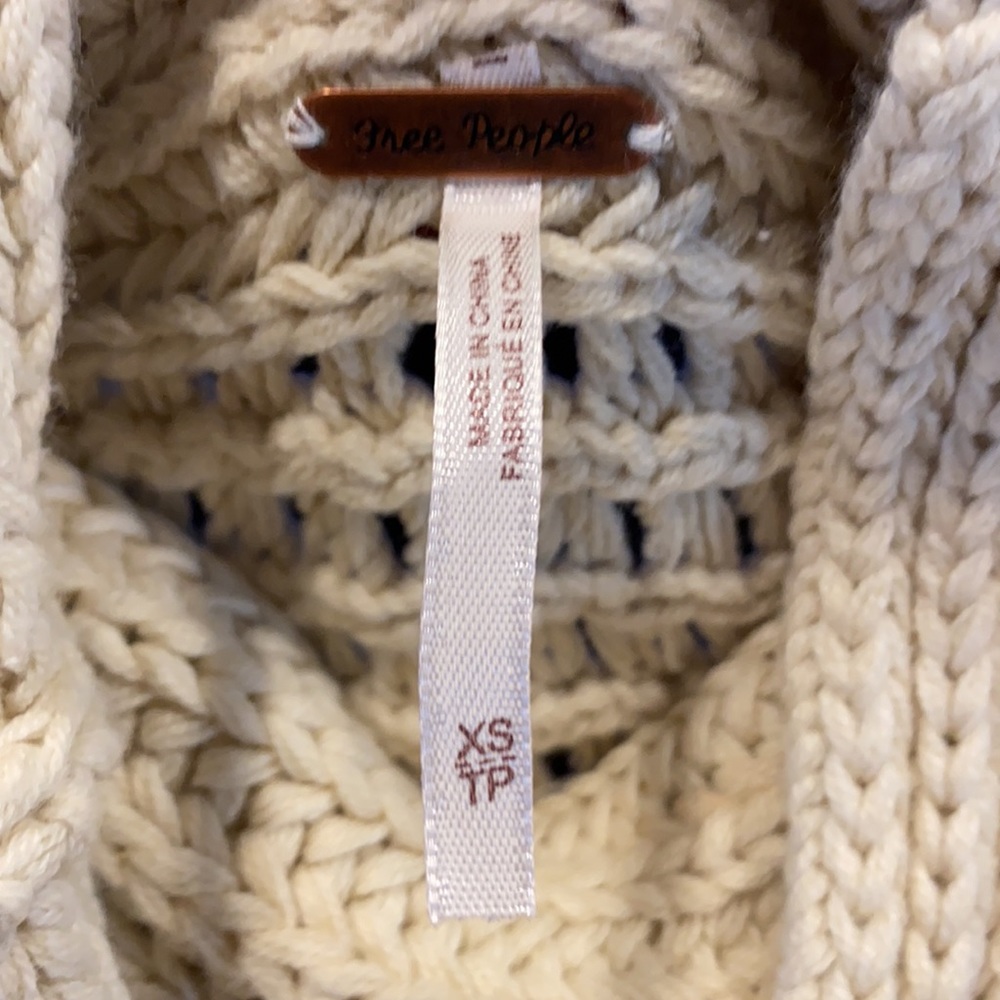 Free People Cream Crochet Cowl Neck Sweater Tank - Picture 5 of 6